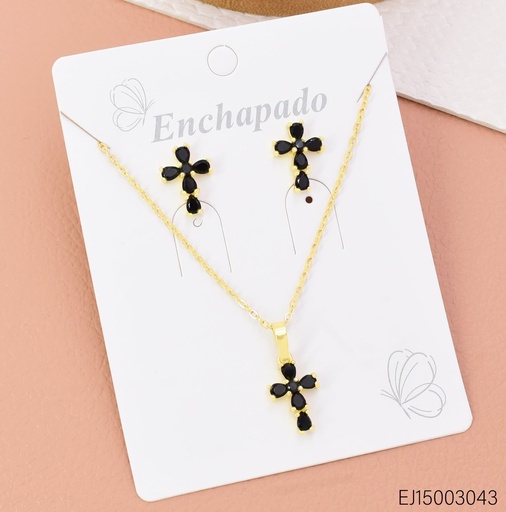 [EJ15003043] SET CRUZ ZIRC. NEGRA  SE1582-144 (INV526)