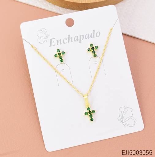[EJ15003055] SET CRUZ ZIRC. VERDE SE1594-144 (INV526)