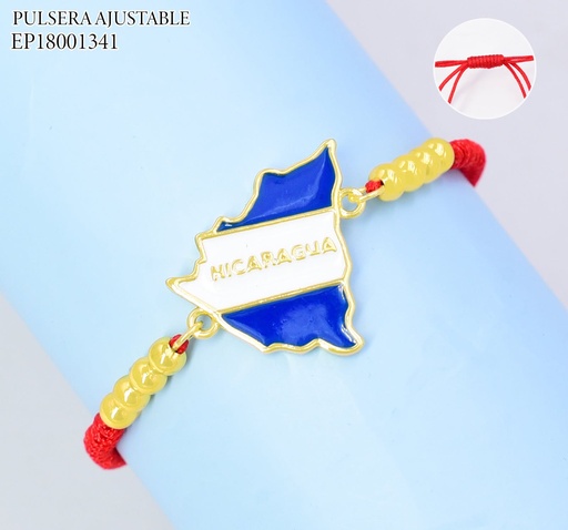 [EP18001341] PULSERA AJUSTABLE ROJA DIJE MAPA DE NICARAGUA Z1622-841 (PAG26)