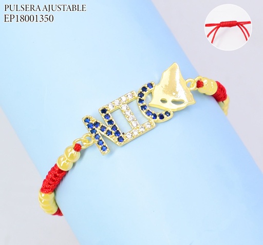 [EP18001350] PULSERA AJUSTABLE ROJA C/PELOTITAS DIJE "NIC" MAPA  Z1614-841(PAG26)