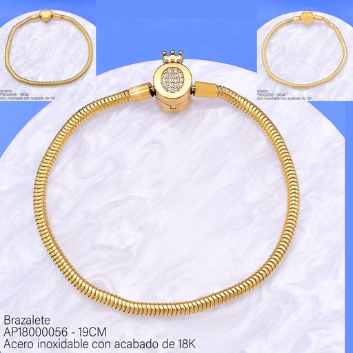 [AP18000056] PANDORA ACERO INOX. ACABADO 18K. 19CM DISEÑO SURT. VE26