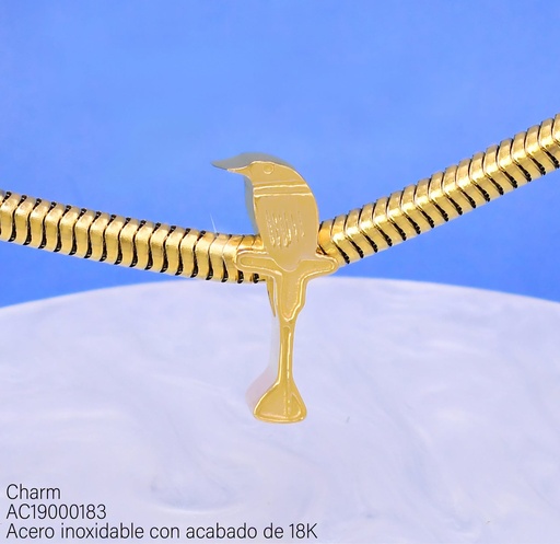 [AC19000183] CHARMS ACERO INOX. ACABADO 18K. GUARDABARRANCO  (16) VE26