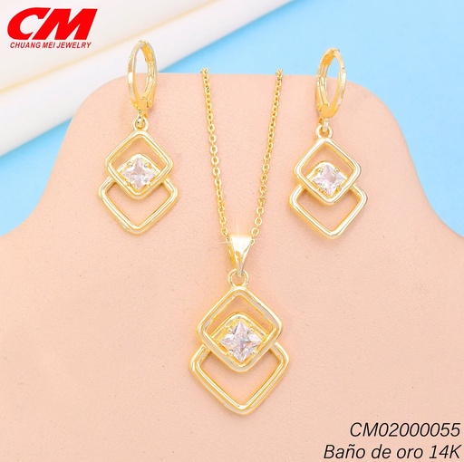 [CM02000055] SET BAÑO DE ORO 14K. DOBLE RB. C/ZIRC.RB GT-09780001 (27A)
