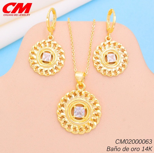 [CM02000063] SET BAÑO DE ORO 14K.RD.ESLAB. CAD.ZIRC.RB. GT-08980001 (27A)
