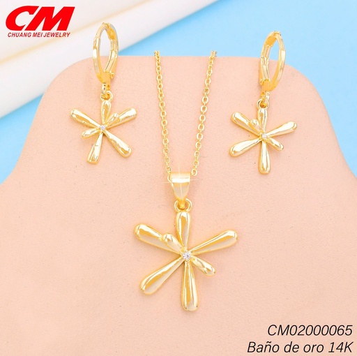[CM02000065] SET BAÑO DE ORO 14K. FLOR 6 PET. GT-09450001 (27A)