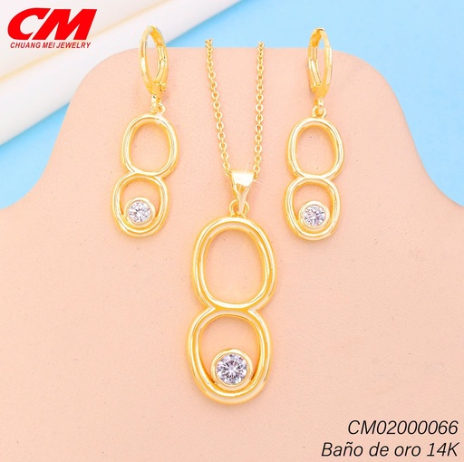 [CM02000066] SET BAÑO DE ORO 14K. 2 OV.VERTICAL ZIRC. GT-09460001 (27A)