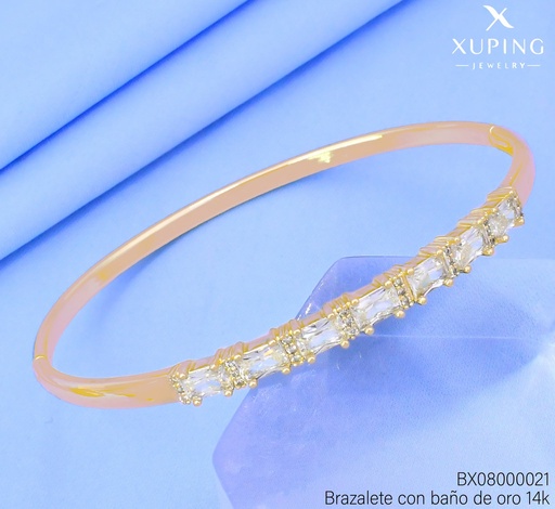 [BX08000021] BRAZALETE BAÑO DE ORO 14K. XUPING 7 ZIRC.HORIZ. 64MM 27AGOS(XP)