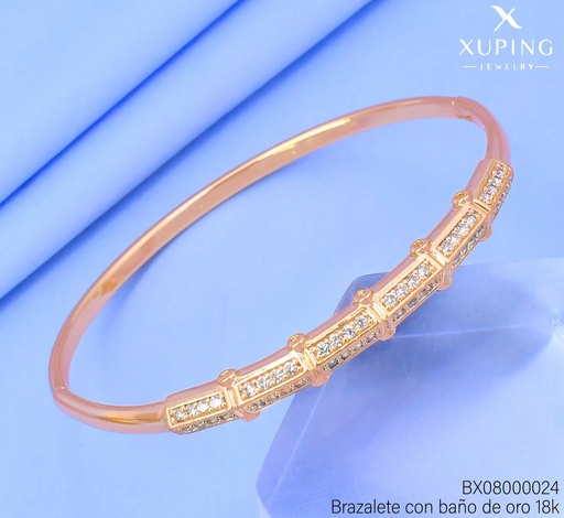 [BX08000024] BRAZALETE BAÑO DE ORO 18K. XUPING 6 SECCIONES ZIRC. SYX-7755BW-60MM 27AGOS(XP)