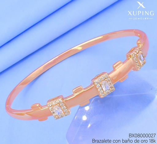 [BX08000027] BRAZALETE BAÑO DE ORO 18K. XUPING 3 RECT.VERT UWCF-0236-60MM 27AGOS(XP)