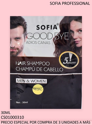 [CS01000310] SHAMPOO SOFIA TINTE SOBRE NEGRO 30ML 90033N