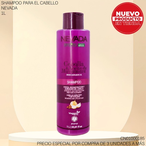 [CN01000185] SHAMPOO NEVADA 1L CEBOLLA & ACEITE DE MURUMURU 368