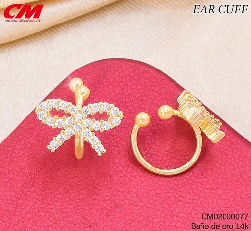 [CM02000077] EAR CUFF BAÑO DE ORO 14K. LAZO ZIRC.RJ-00630002 (27A)