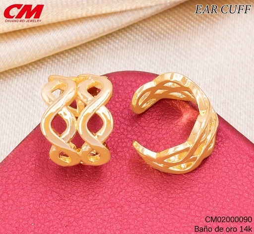 [CM02000090] EAR CUFF BAÑO DE ORO 14K.4 DOBLE INFINITOS RJ-003730000001 (27A)