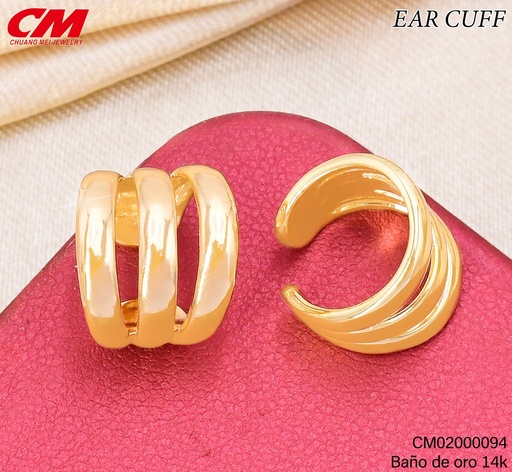 [CM02000094] EAR CUFF BAÑO DE ORO 14K.3 LINEAS LISAS HORIZ. RJ-04350001 (27A)