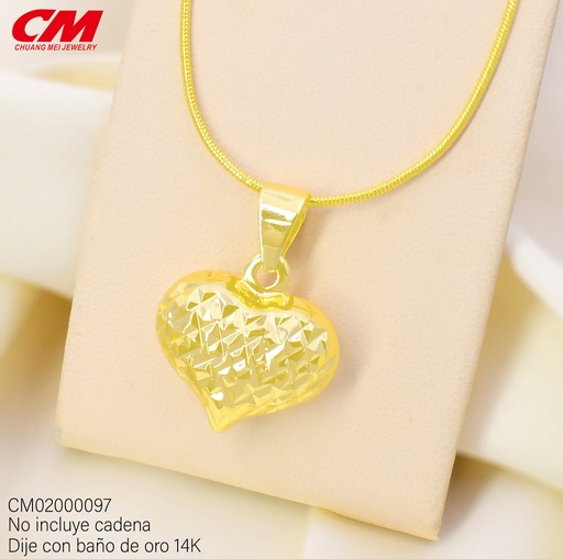 [CM02000097] DIJE BAÑO DE ORO 14K. CORAZÓN INF.DIAMANTADO DC-42200001 (27A)
