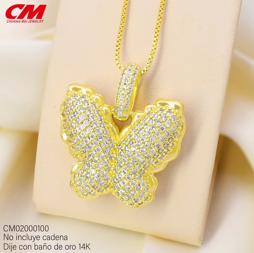 [CM02000100] DIJE BAÑO DE ORO 14K. MARIPOSA GR.ZIRC/CALADA GS-18300001 (27A)