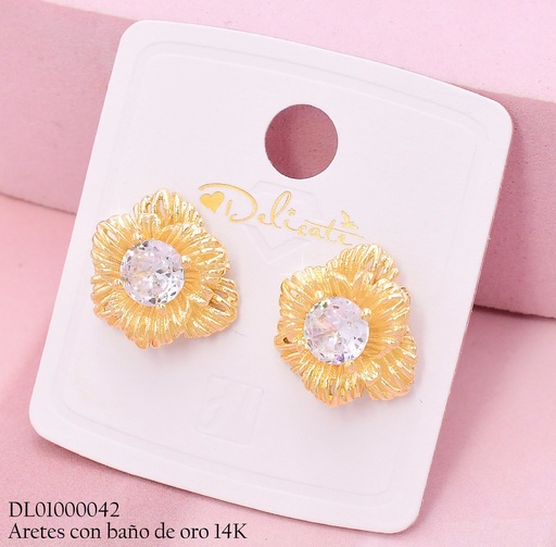 [DL01000042] ARETES BAÑO DE ORO 14K. ROSA C/ZIRC.WD5138A (DEL1)