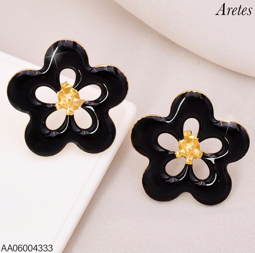 [AA06004333] ARETES ESMALTADOS CROQUI FLOR NEGRA WH260630