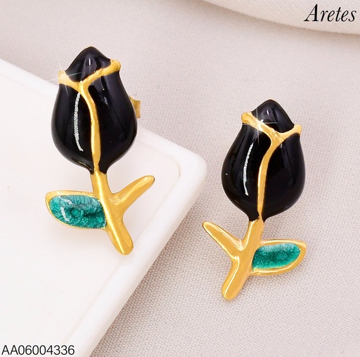 [AA06004336] ARETES ESMALTADOS TULIPAN NEGRO WH260633