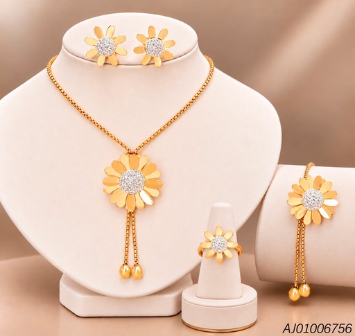 [AJ01006756] SET FLOR CENTRO ZIRCONIAS C/CAMISERO-ANILLO 2S0008601