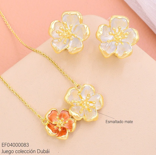 [EF04000083] SET FLORES BLANCAS/ROSA FD27386