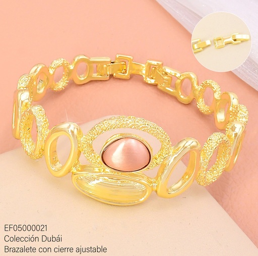 [EF05000021] BRAZALETE OV.CENTRO ROSA/DORADO FD27162