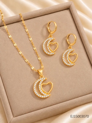 [EJ15003070] SET MEDIA LUNA ZIRC.C/CROQUI CORAZON WH260604