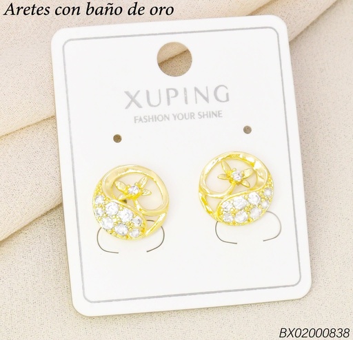 [BX02000838] ARETES BAÑO DE ORO 14K.XUPING CIRCULO C/ZIRC. (XAG)