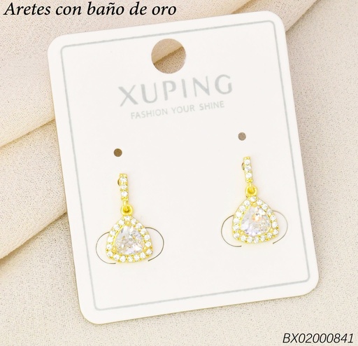 [BX02000841] ARETES BAÑO DE ORO 14K.XUPING TRIANGULO ZIRC.(XAG)
