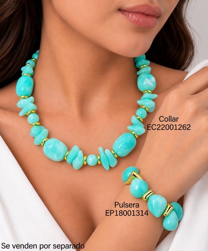 [EP18001314] PULSERA GOTA TURQUESA/GOTA IRREG. DOR  BE1261-21 (INV526)