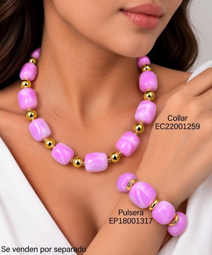 [EP18001317] PULSERA OV. LILA/RUEDITA DOR  BE1264-21 (INV526)