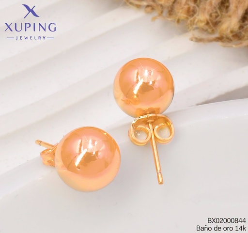 [BX02000844] ARETES BAÑO DE ORO 18K. XUPING PELOTA LISA MD.1CM