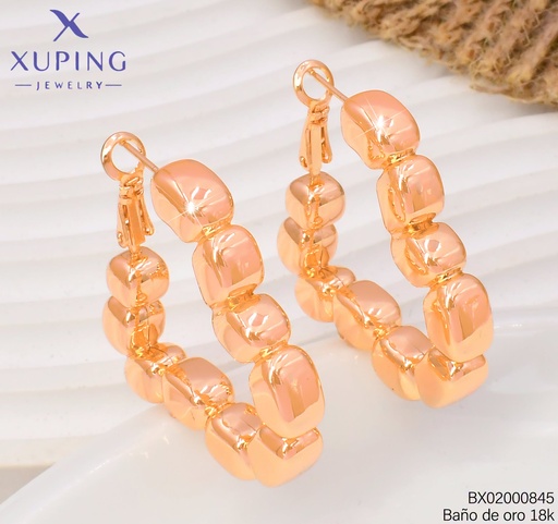 [BX02000845] ARETES BAÑO DE ORO 18K XUPING CROQUI RECT. CORAZON