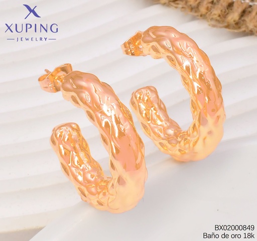 [BX02000849] ARETES BAÑO DE ORO 18K XUPING CHUNKY "C"  GRAB.OV