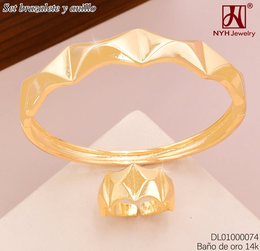 [DL01000074] BRAZALETE C/ANILLO AJUST. BAÑO DE ORO 14K. RECT HORIZ./RELIEVE GSH537B (DEL1)