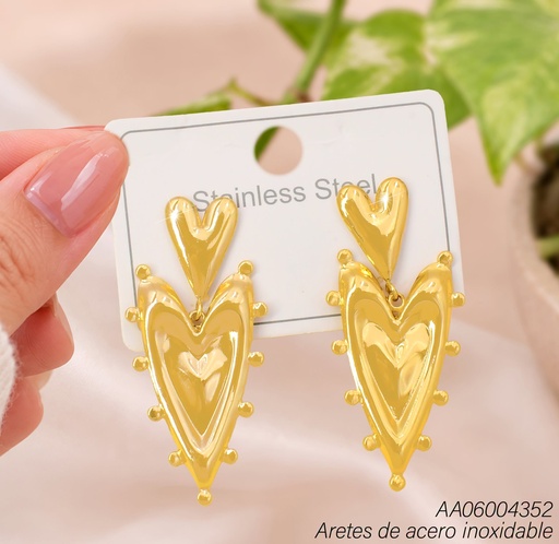 [AA06004352] ARETES 2 CORAZONES VERT. LISO/PELOTITAS KE124052 (KS26)(LS.)