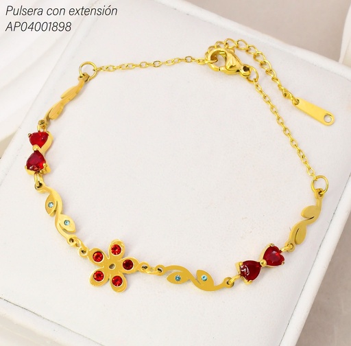 [AP04001898] PULSERA FLOR/LAZO ROJO KB216205 (KS26)