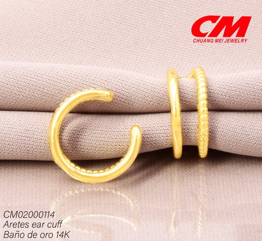[CM02000114] EAR CUFF BAÑO DE ORO 14K.LINEA LISA/LINEA TORNEADA RJ-01990003 (27A)