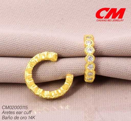 [CM02000115] EAR CUFF BAÑO DE ORO 14K. ZIRC RD RJ-01780004 (27A)