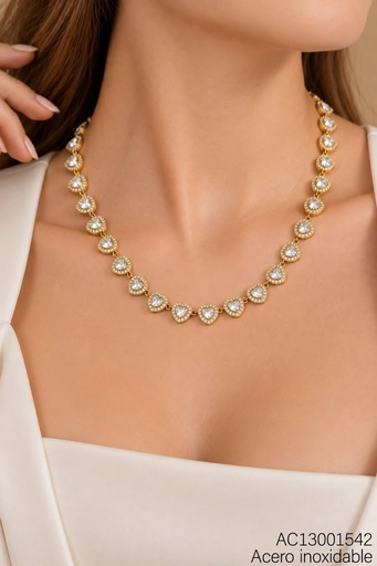 [AC13001542] CADENA CORAZONES ZIRC CRISTAL KN303304 (KS26)