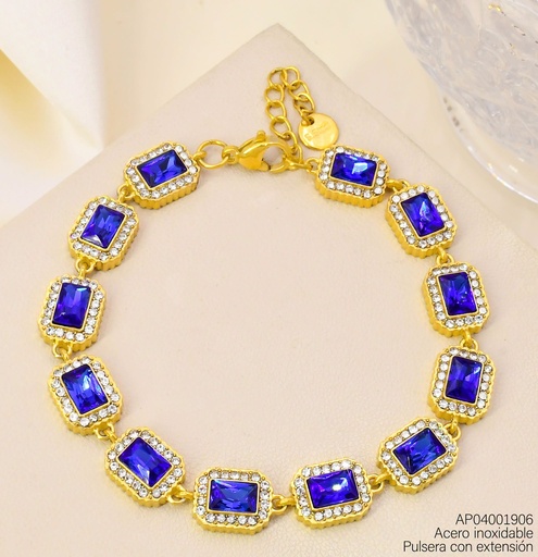 [AP04001906] PULSERA RECT. ZIRC AZUL KB216307 (KS26)