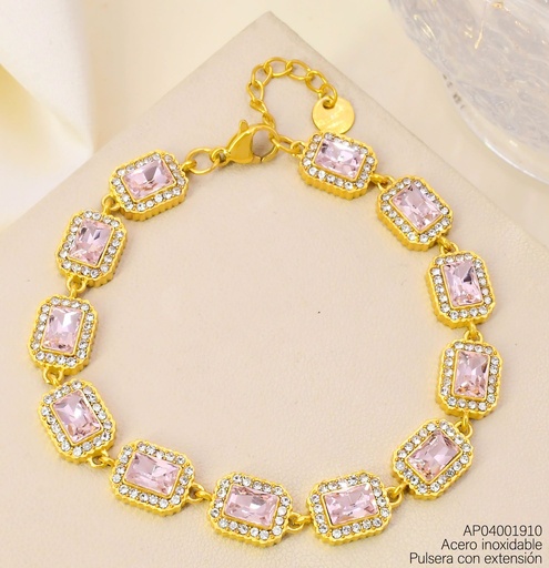 [AP04001910] PULSERA RECT. ZIRC ROSADA KB216311(KS26)