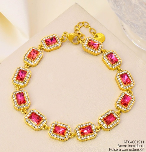 [AP04001911] PULSERA RECT. ZIRC FUCSIA KB216312 (KS26)