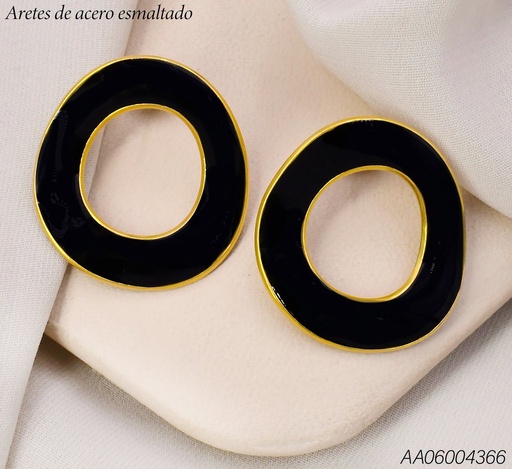 [AA06004366] ARETES CIRC. IRREGULAR ESMALTADO NEGRO WH260624