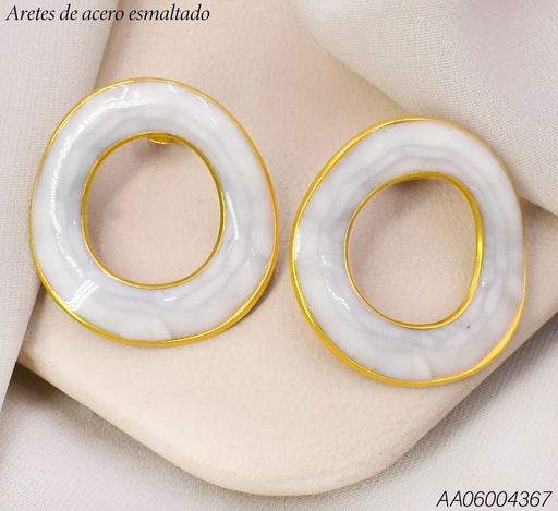 [AA06004367] ARETES CIRC. IRREGULAR ESMALTADO BLANCO WH260625