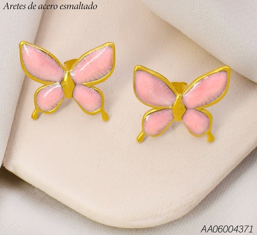[AA06004371] ARETES MARIPOSA ESMALTADA ROSADA WH260617