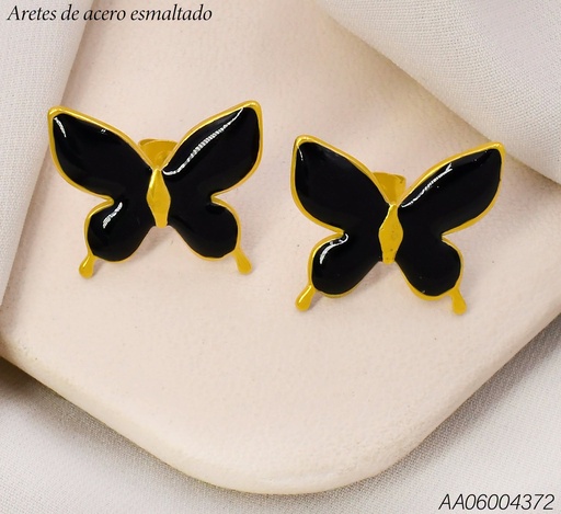 [AA06004372] ARETES MARIPOSA ESMALTADA NEGRA WH260618