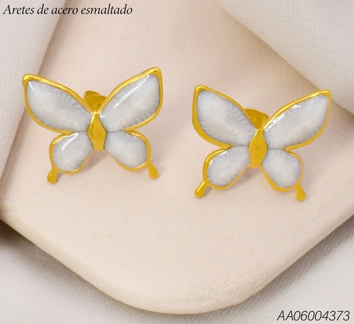 [AA06004373] ARETES MARIPOSA ESMALTADA BLANCA WH260619