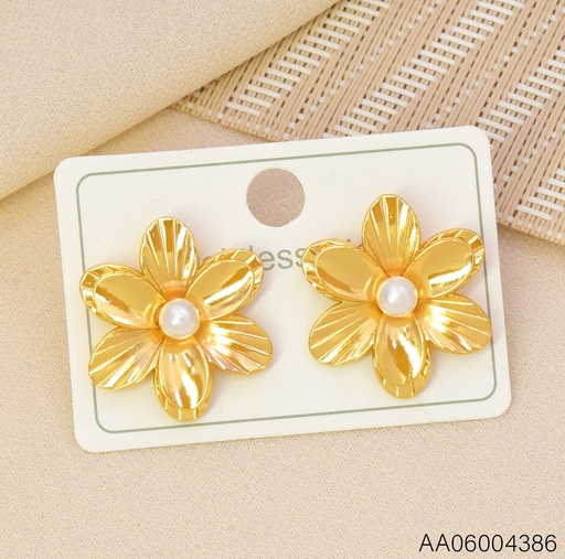 [AA06004386] ARETES DOR FLOR PETALOS RAYADOS/LISOS KE-134652 (KS26)