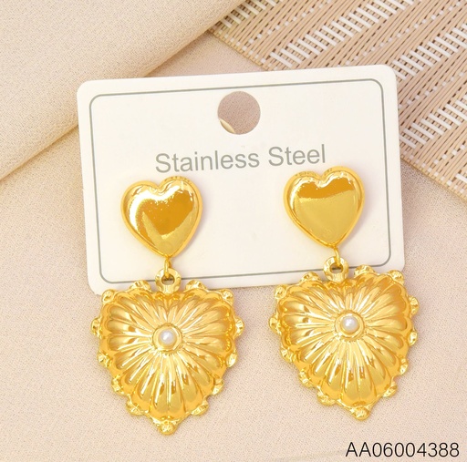 [AA06004388] ARETES CORAZON LISO/CORAZON RAYADO/PERLA CENTRO KE134220 (KS26)